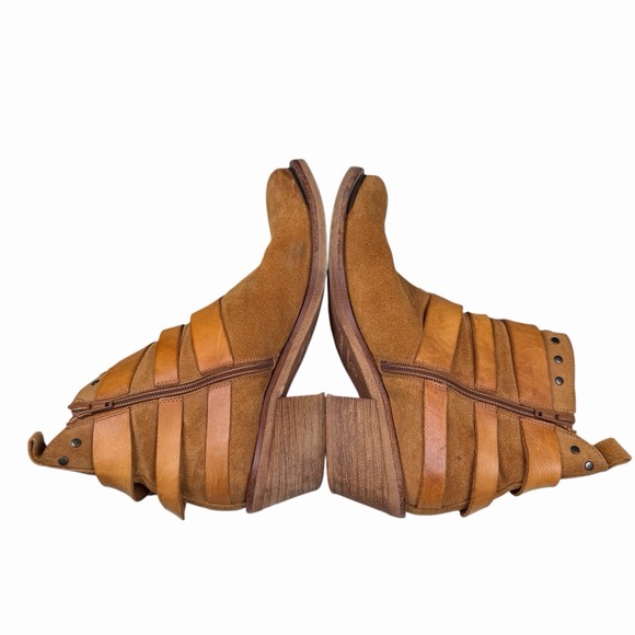 Women's SixtySeven ANTHROPOLOGIE Leather Buckle Wrapped Ankle BOOTS sz 38 US 7.5 - Picture 6 of 14